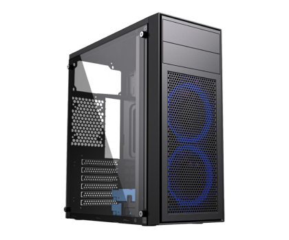 Obudowa GEMBIRD Midi Tower Fornax M100B ATX niebiesie wentylatory Czarna CCC-FC-M100B